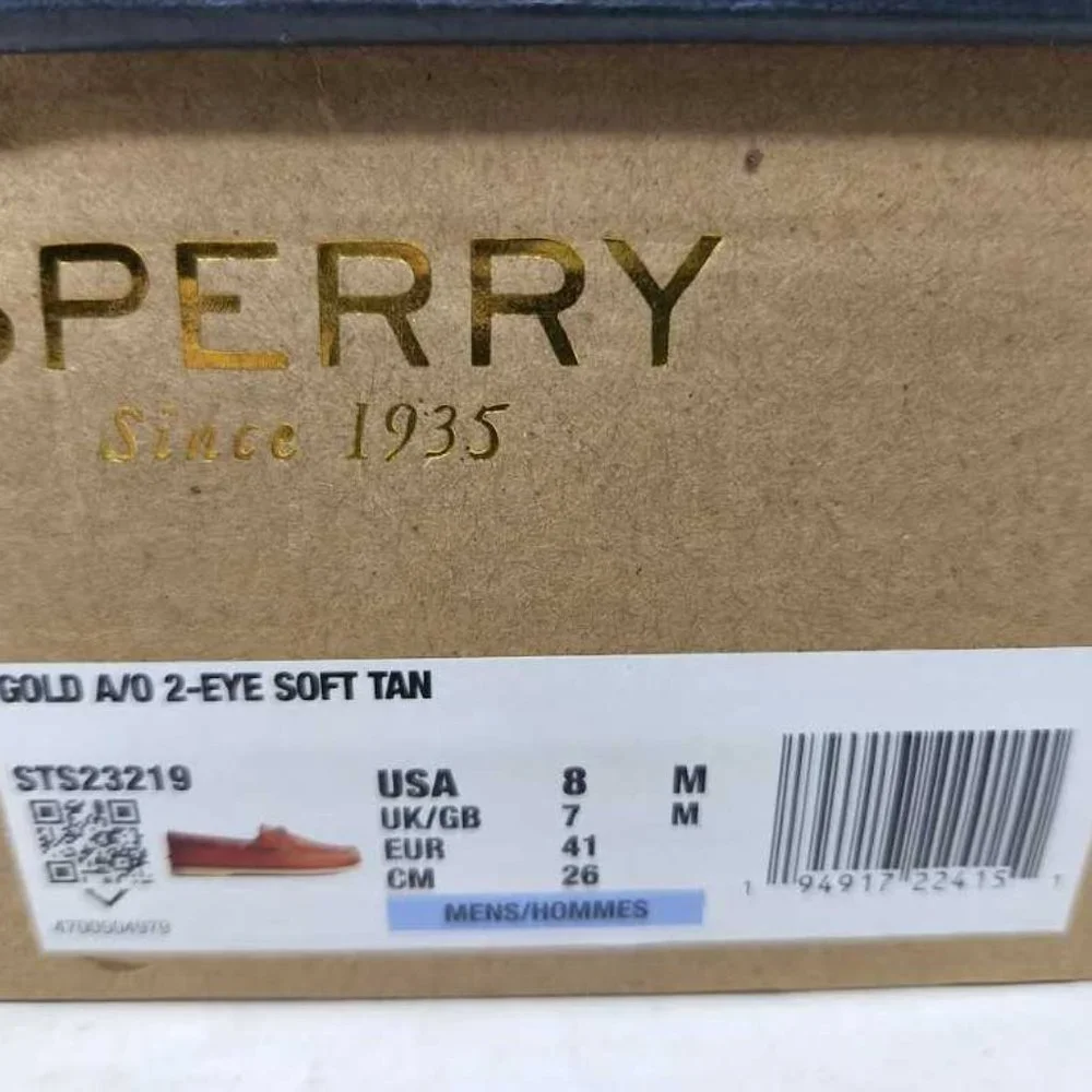 Men's 8 Sperry Gold Cup Authentic Original 2-eye boat shoes soft tan leather
